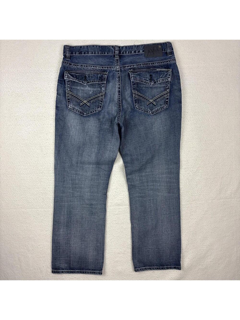 TK AXEL Treadwell Jeans Mens 36x30 Blue Relaxed‎ Straight Y2K Denim Embroidered